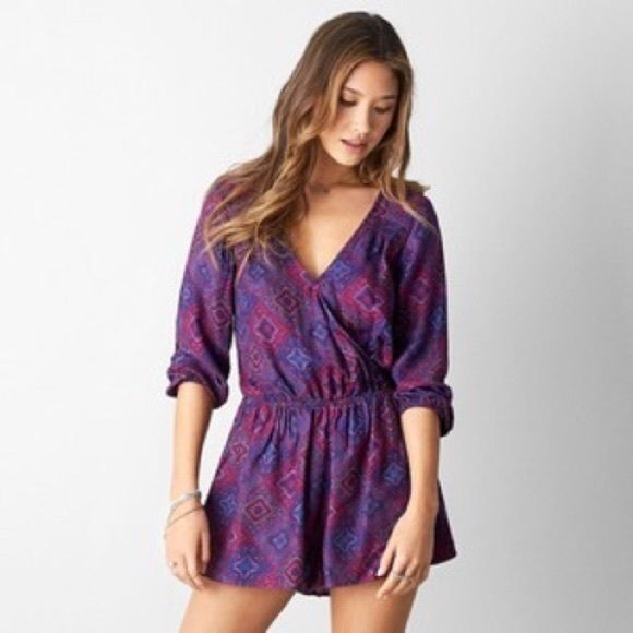 American Eagle Outfitters Pants - American Eagle Purple Geometric Romper